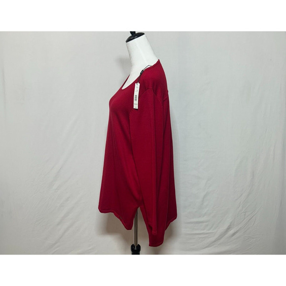 Tahari Sweater Womens 1X Red Rib Band Pullover Long Sleeve Rayon Blend NWT - Picture 5 of 13